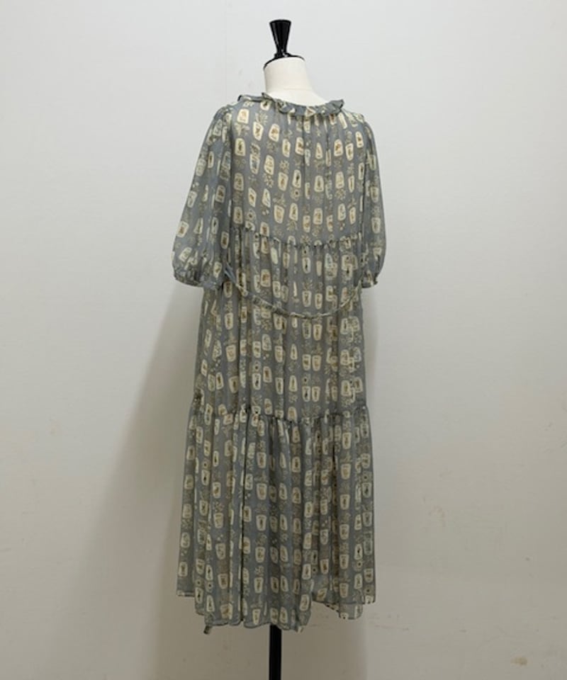 3L】five sleeve textile one-piece | yukiemon g