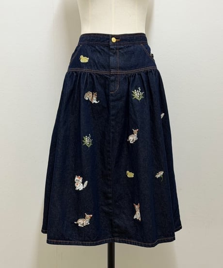 【3L】fortune embroidery denim skirt