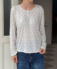 【M】bunny pattern mesh long  T shirt