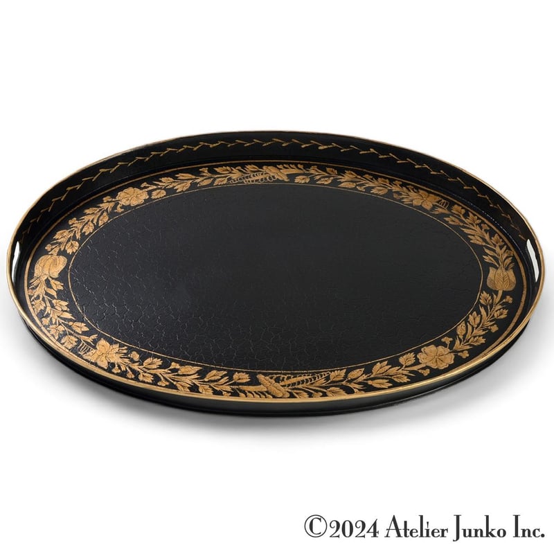 トレー メタル オーバル ゴールドリース ブラック М Tray Oval Gold