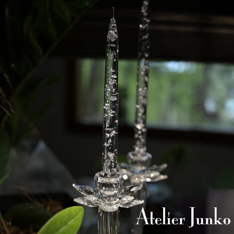 キャンドルスタンド クリスタル フラワー Candle stand crystal flowe