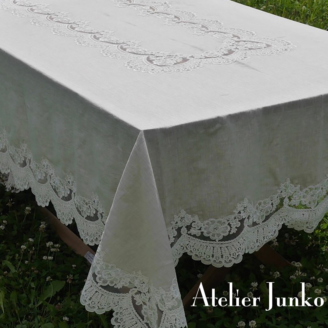 セシル テーブルクロス ベージュ Cecile tablecloth | Atelier Ju