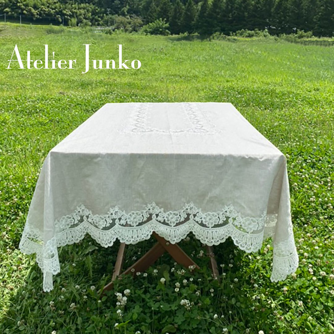 セシル テーブルクロス ベージュ Cecile tablecloth | Atelier Ju