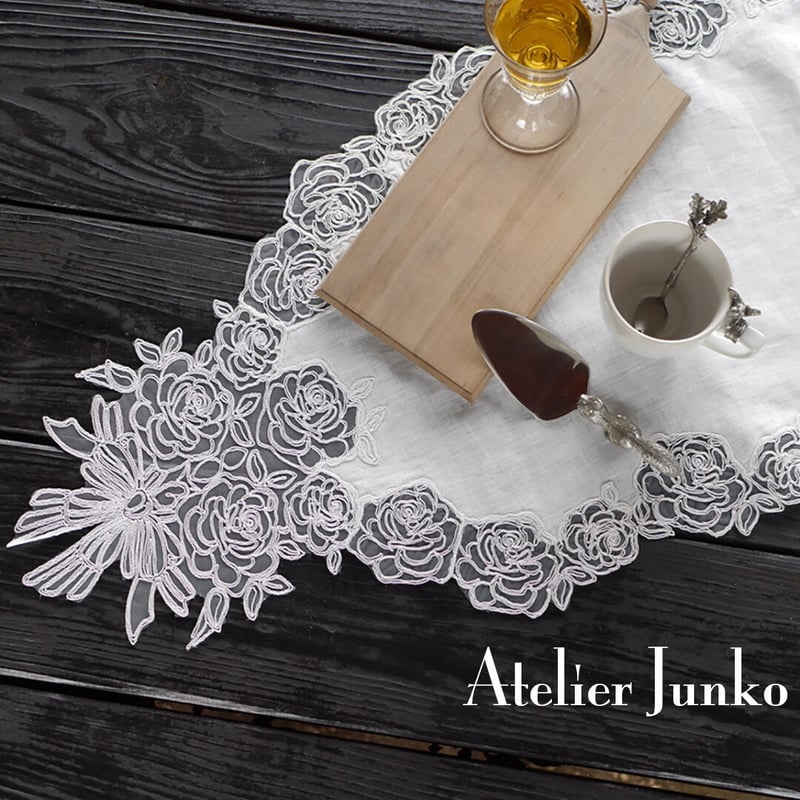 レース ローズ ランナー 45×220cm Lace Runner Rose | Atelie