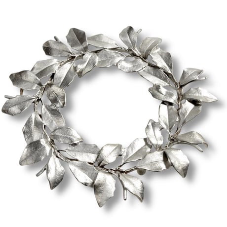 アトリエジュンコ 鍋敷 ポットスタンド リース シルバー系 美品