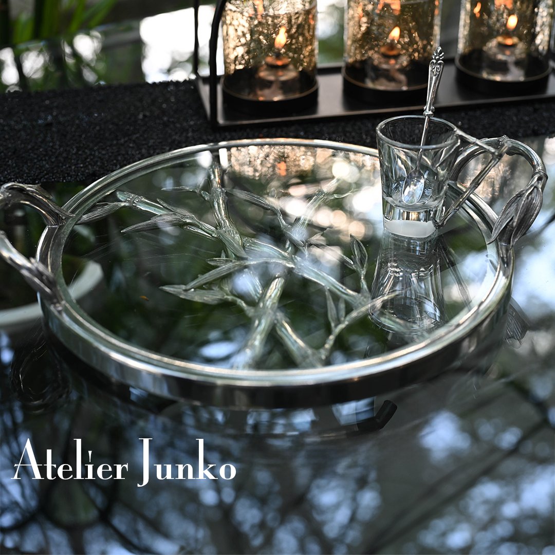 トレー ガラス ラウンド バンブー Tray Glass Bamboo | Atelier J