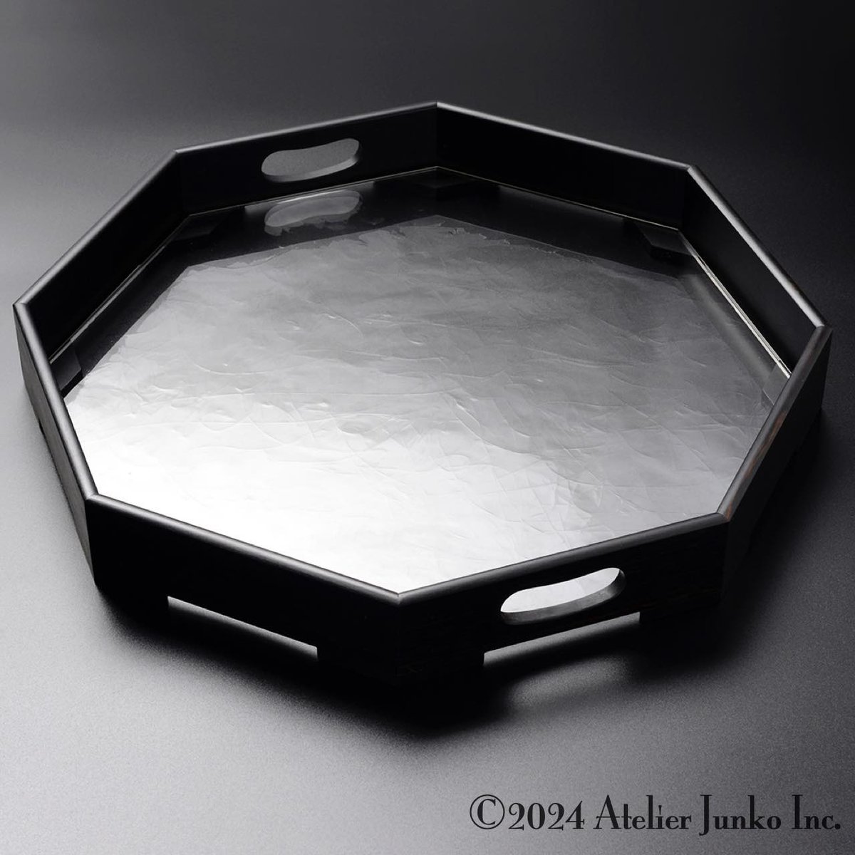 トレー 黒檀 八角 グラス Tray ebony octagonal | Atelier Ju