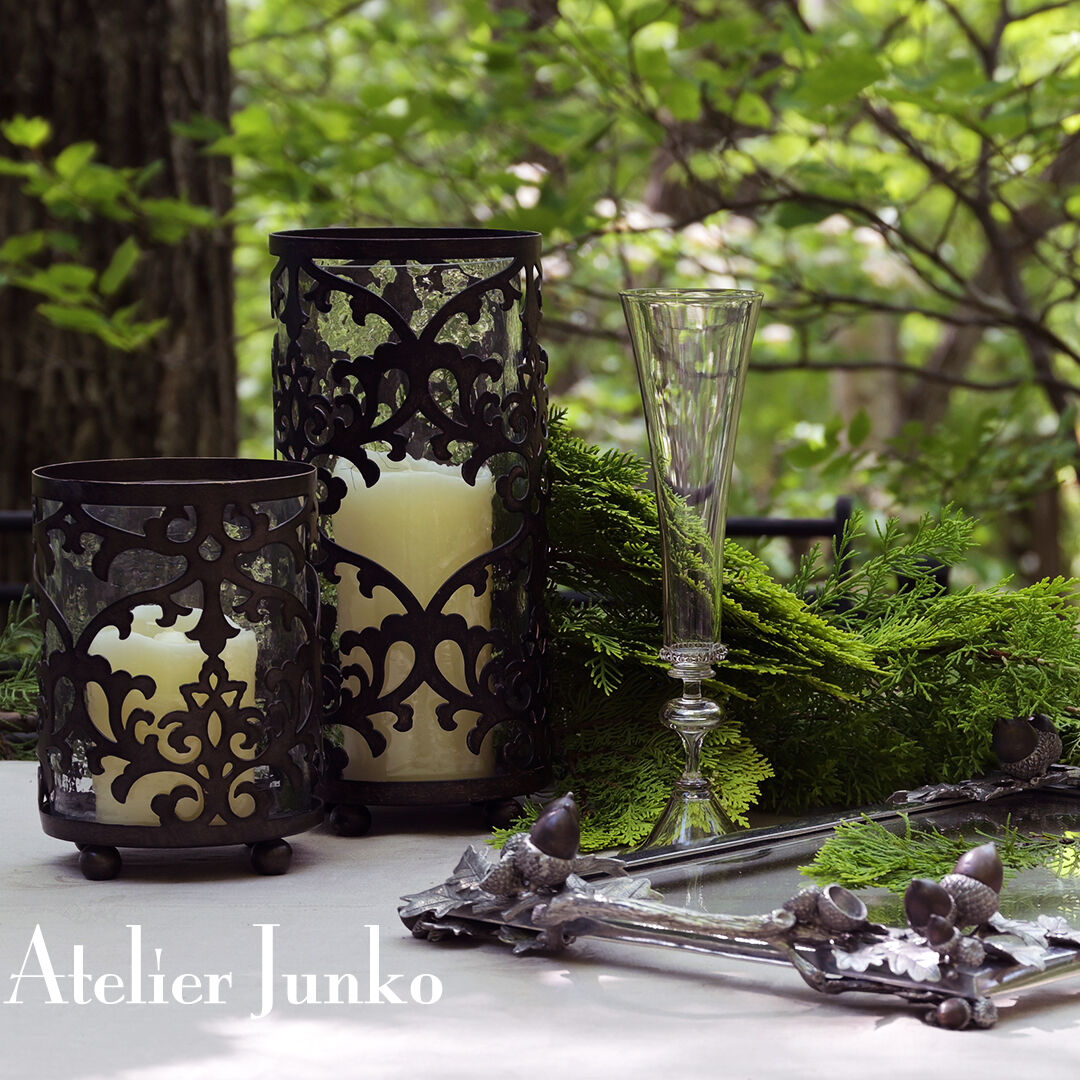 キャンドルホルダー ダマスク L オークウッド Candleholder damask oak