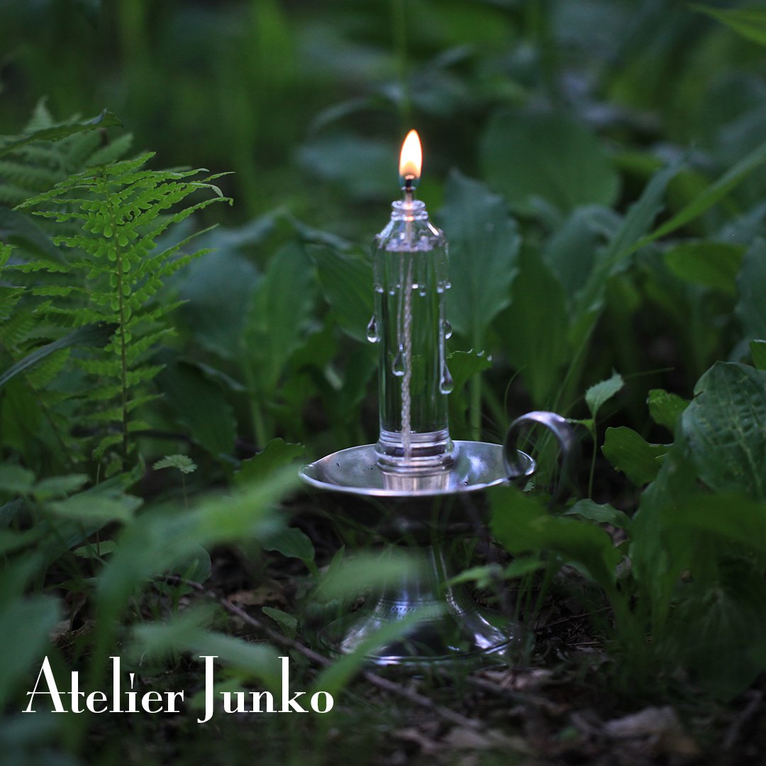 グラスオイルランプ キャンドルシルエット Glass oil lamp taper