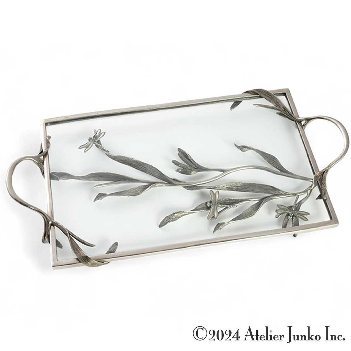 クラックガラス 花器 フルーツコンポート アメジストターコイズ