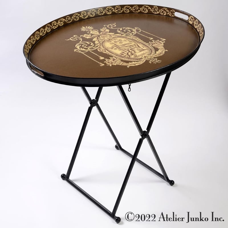 クラシックなアイアン製トレイテーブル　オーバル オシャレ！ トレー メタル オーバル フレンチクラシック ブラウン L Tray Oval