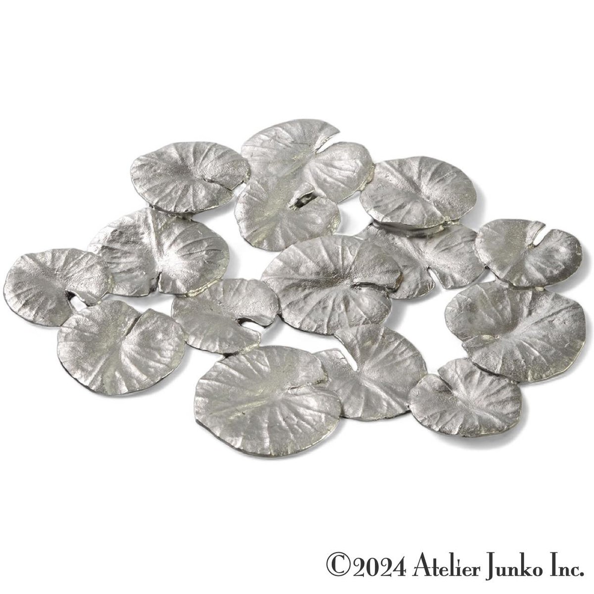 アトリエジュンコ　鍋敷　ポットスタンド　リース　シルバー系　美品　ピューター ポットスタンド ウォーターリリー Trivet Waterlily | Atelier