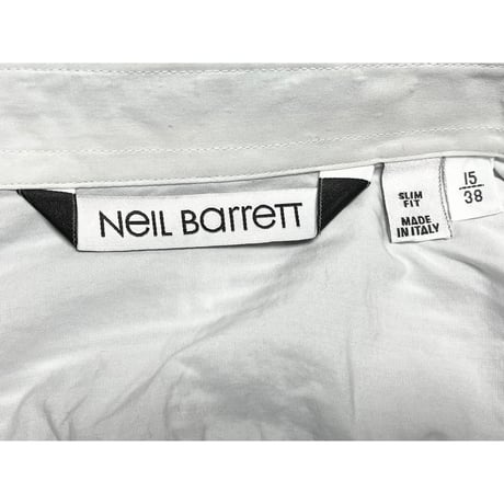 ▲訳あり商品▲ MADE IN ITALY製 NeIL Barrett ニット×布帛コンビネーション長袖シャツ ホワイト×ネイビー 15/38サイズ