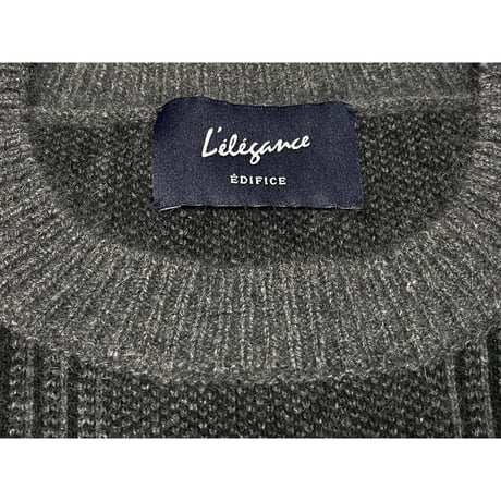 ▲訳あり商品▲ EDIFICE Lelegance ブロックチェック柄ウールアンゴラセーター チャコールグレー 46サイズ
