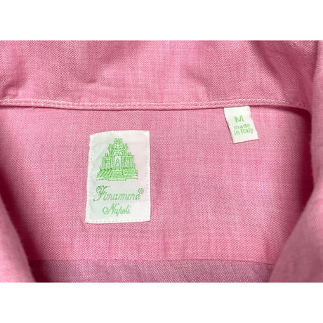 【BARNEYS NEWYORK 取り扱い】 MADE IN ITALY製 Finamore 長袖スキッパーシャツ ピンク Mサイズ