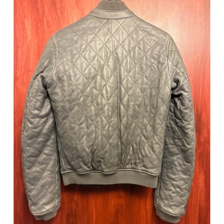 DIESEL 本革 ラムレザー × ナイロン リバーシブル キルティングレザー シングルライダースジャケット グレー Sサイズ
