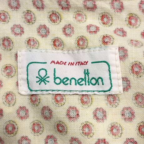 MADE IN ITALY製 80s UNITED COLORS OF BENETTON 小紋柄 長袖シャツ イエロー Sサイズ