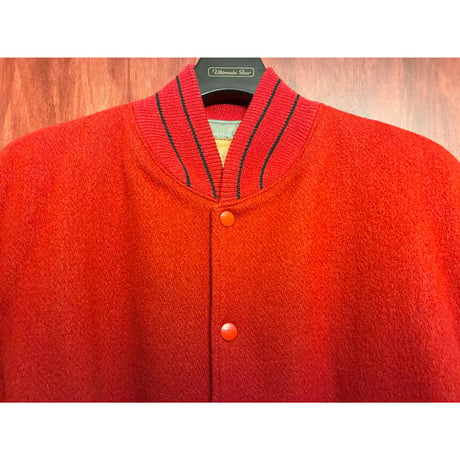 MADE IN USA製 80s～90s Golden Bear 革タグ 袖レザー スタジアムジャケット レッド Lサイズ