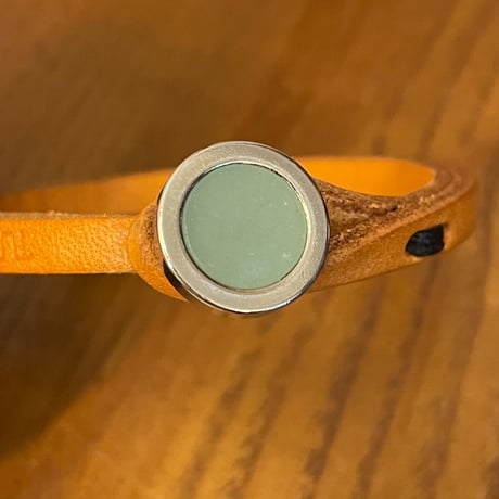 ★新品★ MADE IN ITALY製 TULSI PETRA 砂金石/アベンチュリン ハンドメイドレザーブレスレット ナチュラル XS～Mサイズ