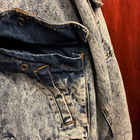MADE IN MACAO製 80s~90s IN CROWD by Celebration ラムレザーコンビ デニムジャケット インディゴ×ブラウン Lサイズ