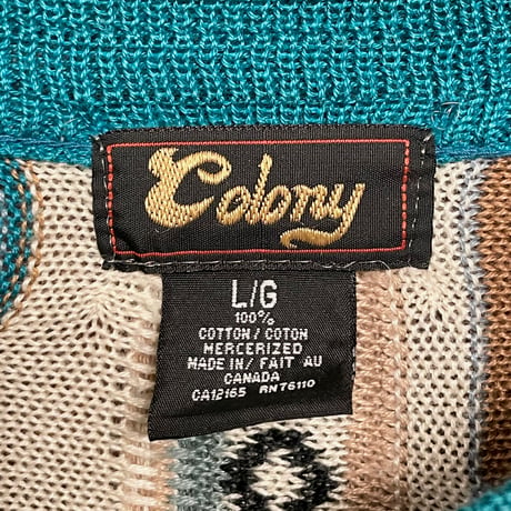 MADE IN CANADA製 Colony 3Dニットコットンセーター マルチカラー Lサイズ