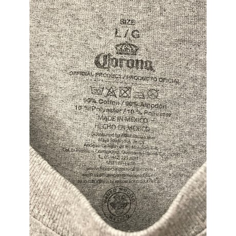 MADE IN MEXICO製 Coronaビール ロゴプリントTシャツ グレー Lサイズ
