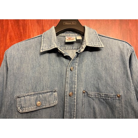 MADE IN USA製 Prentiss OUTDOORS 80's 長袖デニムシャツ ライトインディゴ