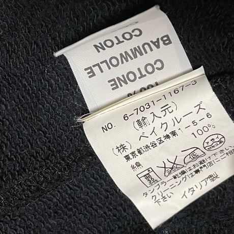 【ベイクルーズ取り扱い】MADE IN ITALY製 ORLANDO フルジップミリタリースウェットジャケット ブラック Mサイズ