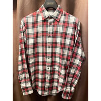 MADE IN ITALY製 DSQUARED2 チェック柄 長袖フランネルシャツ レッド×ホワイト×ブラック 36サイズ