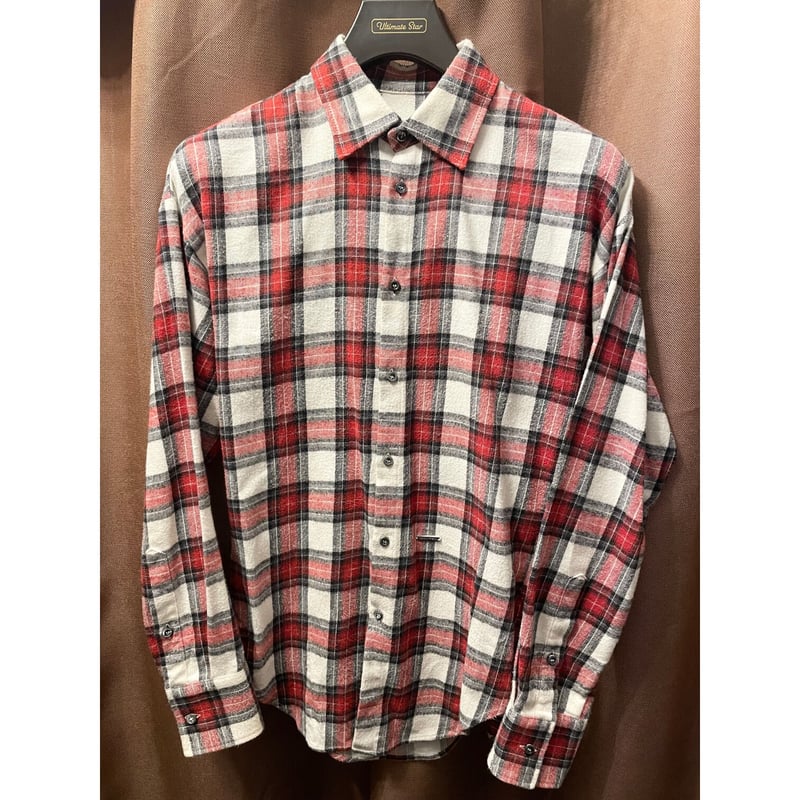 MADE IN ITALY製 DSQUARED2 チェック柄長袖フランネルシャツ レッド 
