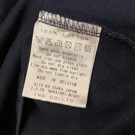 MADE IN BELGIUM製 pyjama clothing VネックTシャツ ネイビー