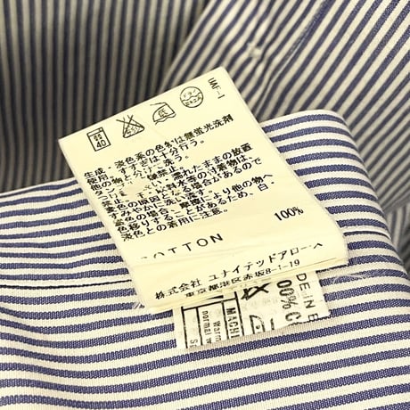 【UNITED ARROWS 取り扱い】 MADE IN ENGLAND製 Raincheetah ストライプ柄 長袖シャツ ホワイト×ブルー Mサイズ