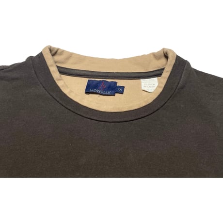 【SHIPS 取り扱い】 MADE IN PORTUGAL製 MONCLER 半袖レイヤードTシャツ ブラウン Sサイズ