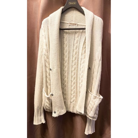 MADE IN ITALY製 SEE BY CHLOĒ ショールカラーケーブルニットカーディガン アイボリー 38サイズ