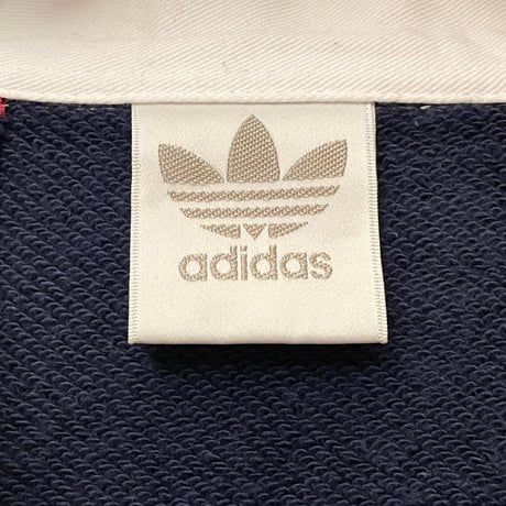 レア MADE IN JAPAN製 80~90s デサント製 adidas 長袖スウェットラガーシャツ レッド×ネイビー L-Oサイズ