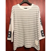 ▲訳あり商品▲ MADE IN JAPAN製 PHENOMENON 2015年SSモデル ジャージー袖ドッキングボーダー柄カットソー グレー×ホワイト M/38サイズ