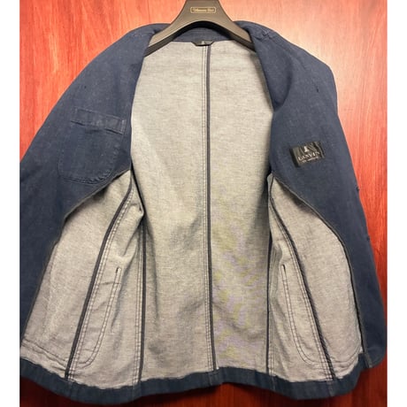 MADE IN JAPAN製 LANVIN COLLECTION デニムニット テーラードジャケット インディゴ 48サイズ