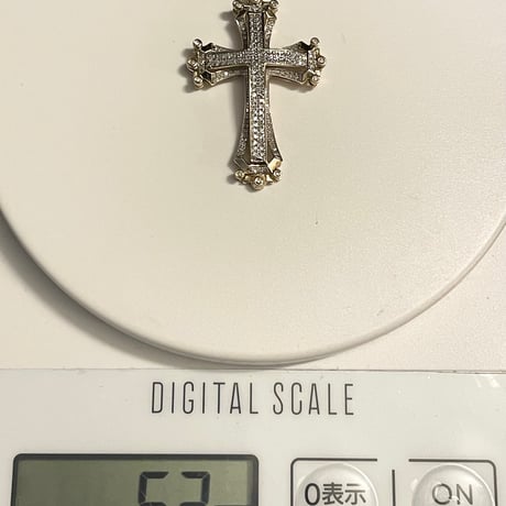 箱付き 10金製 AVALANCHE 10Kイエローゴールド メレダイヤモンド クロスペンダントヘッド ゴールド 縦4.7cm×横2.7cm