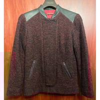 MADE IN ROMANIA製 COMPTOIR DES COTONNIERS ラムレザー切り替えライダースジャケット レッド×ブラック 34サイズ