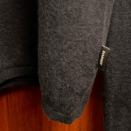 ARMANI JEANS コットンウール プルオーバーニットパーカー ネイビー Lサイズ