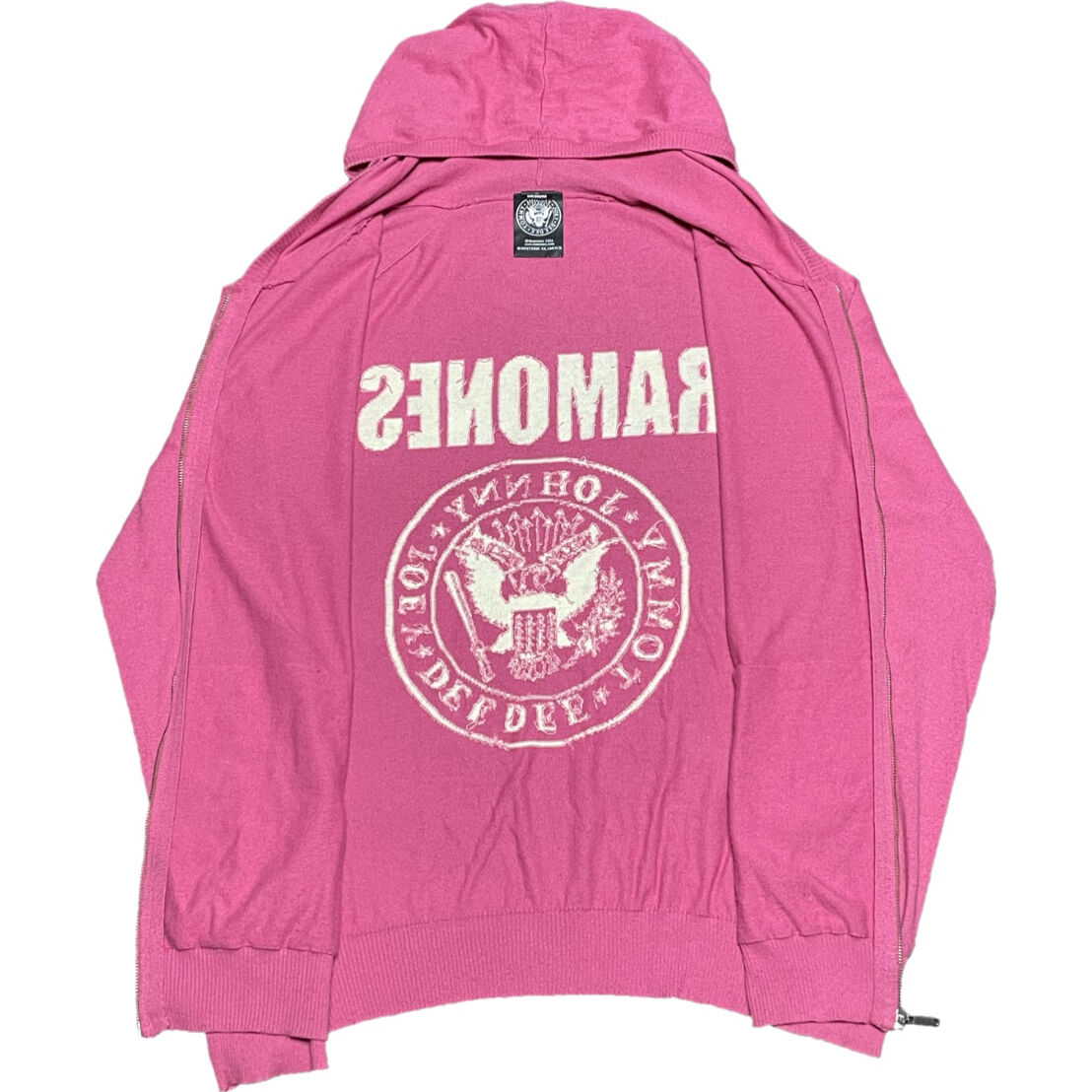 HYSTERIC GLAMOUR × RAMONES フルジップニットパーカー ピンク M HYSTERIC GLAMOUR × RAMONES フルジップニットパーカー ピンク M