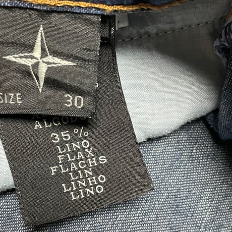 MADE IN ITALY製 STONE ISLAND コットンリネンデニムパンツ インディゴ W30サイズ