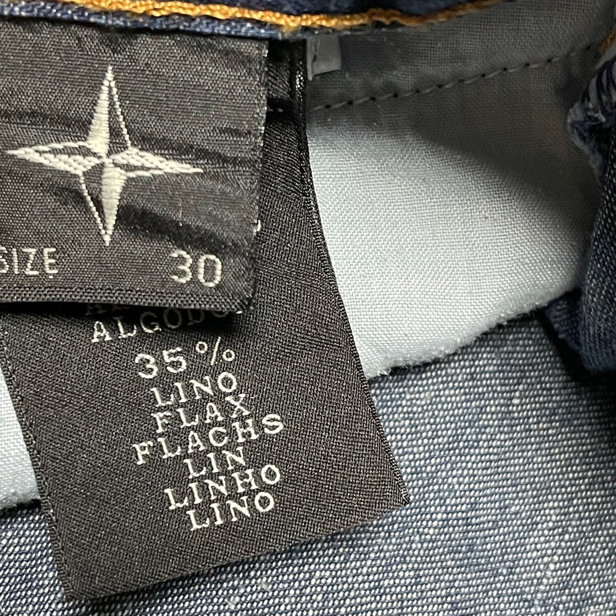 MADE IN ITALY製 STONE ISLAND コットンリネンデニムパンツ インディゴ