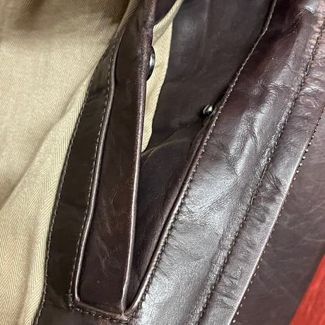 BANANA REPUBLIC 襟付きカウレザーライダースジャケット ダークブラウン Sサイズ