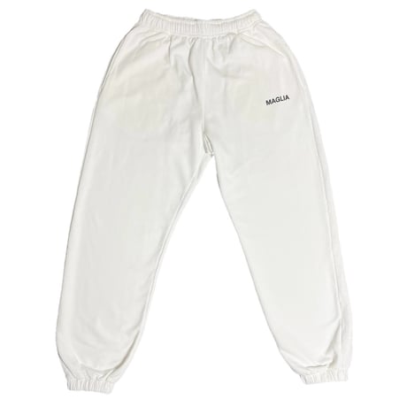 ★新品★ MADE IN ITALY製 MAGLIA 2025年SSモデル P-2800 ロゴプリント裏パイルスウェットパンツ オフホワイト S～XLサイズ ユニセックス