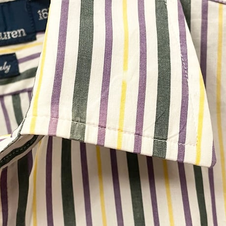 ▲訳あり商品▲ MADE IN ITALY製 Polo by Ralph Lauren 長袖ストライプシャツ ホワイト×マルチカラー 16-1/2サイズ