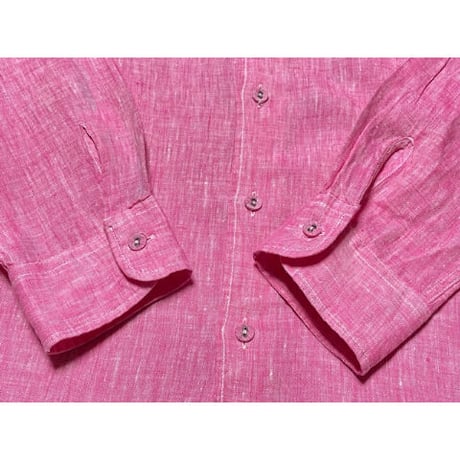 MADE IN JAPAN製 modem design FRENCH LINEN 長袖リネンシャツ ピンク 3サイズ