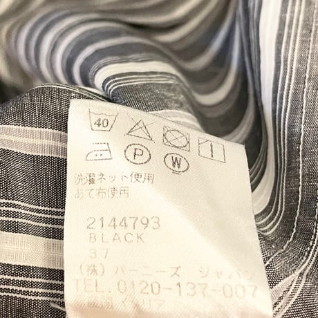 【BARNEYS NEWYORK 取り扱い】 MADE IN ITALY製 FRAY ストライプ柄長袖リネンコットンシャツ マルチカラー 37-14 1/2サイズ