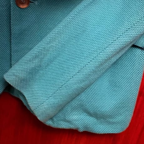 【UNITED ARROWS 取り扱い】 MADE IN ITALY製 BARK コットンニットテーラードジャケット ターコイズブルー Sサイズ