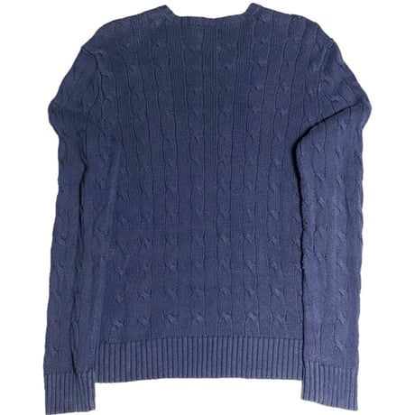 POLO RALPH LAUREN クルーネックケーブルコットンセーター ネイビー XSサイズ